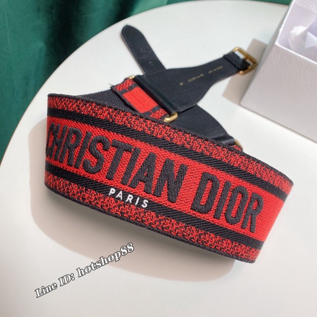 Dior專櫃經典款女士腰帶 迪奧Christian Dior刺繡帆布皮帶  jjp1972